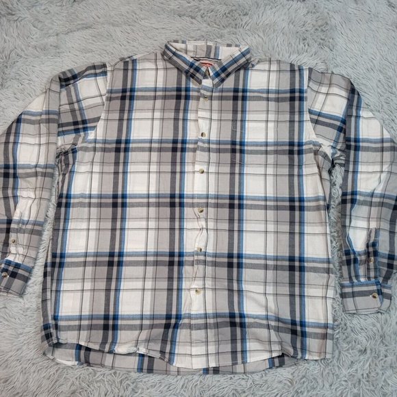 Wrangler Jeans Co Mens Shirt Button Up 2XL‎ Blue Rancher Chore Cotton XXL - Picture 1 of 11